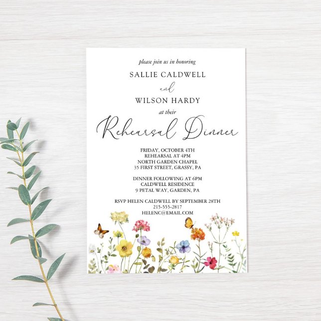 Colourful Wildflower Boho Garden Rehearsal Dinner Invitation (Creator Uploaded)