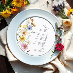 Colourful Wildflower Boho Wedding Menu Card
