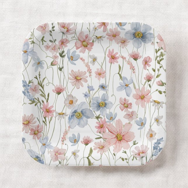 Colourful Wildflower Bridal Shower In Bloom Garden Paper Plate (Creator Uploaded)