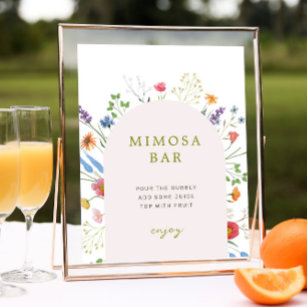 Colourful Wildflower Bridal Shower Mimosa Bar Sign