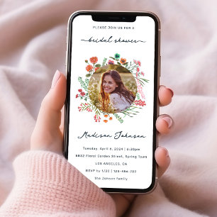 Colourful Wildflower Bridal Shower Photo Invitatio Invitation