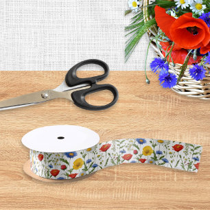 Colourful Wildflower Bright Pretty Floral Patterne Satin Ribbon