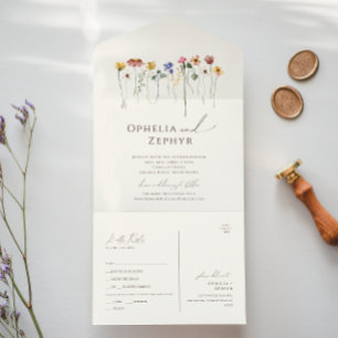 Colourful Wildflower   Casual Beige Seal And Send All In One Invitation