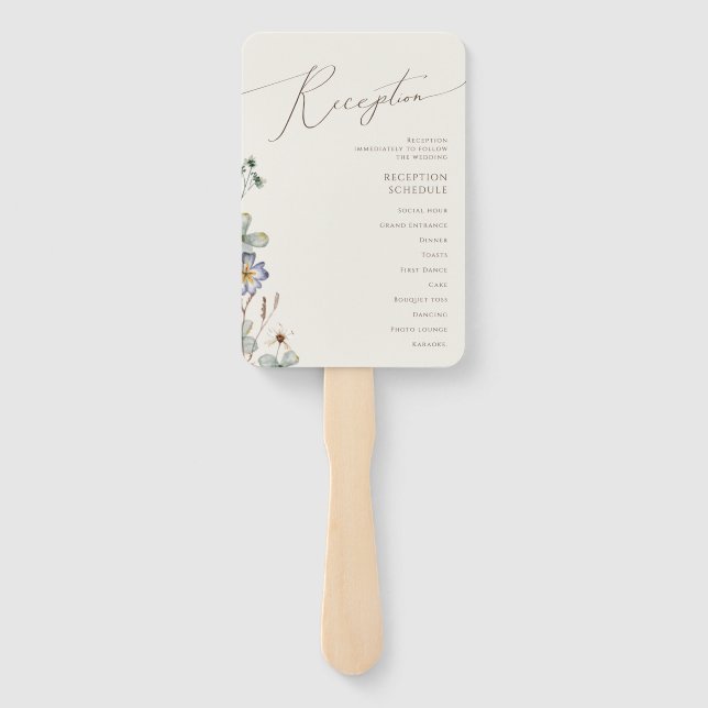 Colourful Wildflower Ceremony Reception Program Hand Fan (Back)