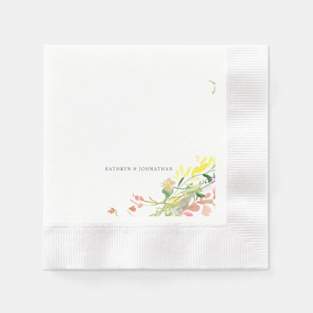Colourful Wildflower Cocktail  Napkin (Front)