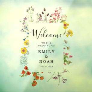 Colourful Wildflower Country Wedding Welcome Window Cling