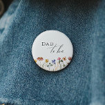 Colourful Wildflower Dad To Be 2 Inch Round Button<br><div class="desc">This colourful wildflower dad-to-be button is perfect for your simple, whimsical, boho rainbow summer baby shower. The bright, enchanted pink, yellow, orange, and gold colour florals give this product the feel of a minimalist, elegant, vintage hippie spring garden. The modern design is artsy and delicate, portraying a classic earthy meadow...</div>