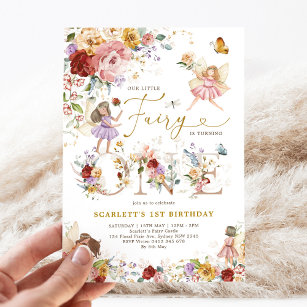 Colourful Wildflower Fairy Princess 1st Birthday Invitation