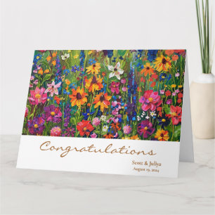 Colourful Wildflower field wedding greeting Card