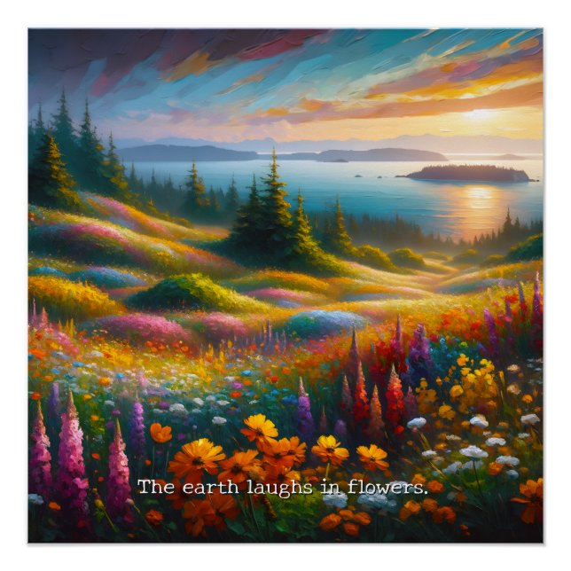 Colourful Wildflower Filed painting - inspirationa Poster (Front)
