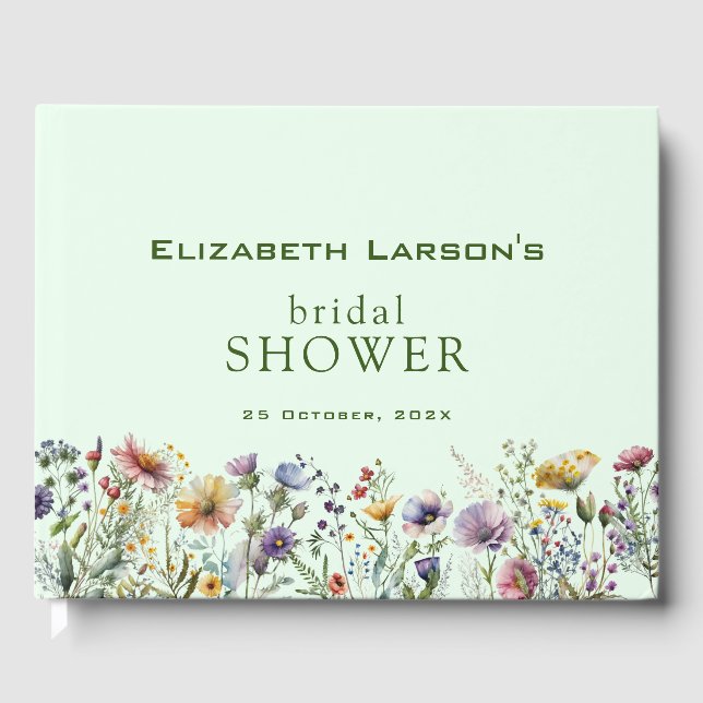 Colourful Wildflower Floral Bridal Shower Guest Book (Front)