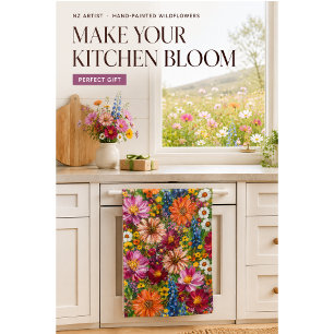 Colourful Wildflower Floral Kitchen Tea Towel