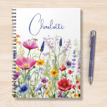 Colourful Wildflower Floral Personalized Name Notebook<br><div class="desc">Colourful Wildflower Floral Personalized Name Notebooks features your custom personalized name in modern calligraphy script typography. Perfect for school,  work,  sports and home. Give a personalized gift for Christmas,  birthday,  holidays,  Mothers' Day to mom,  sister,  best friends,  teachers and more. Designed by Evco Studio www.zazzle.com/store/evcostudio</div>