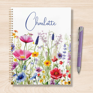 Colourful Wildflower Floral Personalized Name Planner