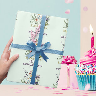 Colourful Wildflower Floral Watercolor Birthday Wrapping Paper