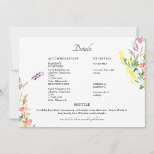 Colourful Wildflower  Floral Wedding Detail  Invitation