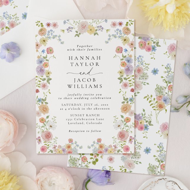 Colourful Wildflower Floral Wedding Invitation (Creator Uploaded)