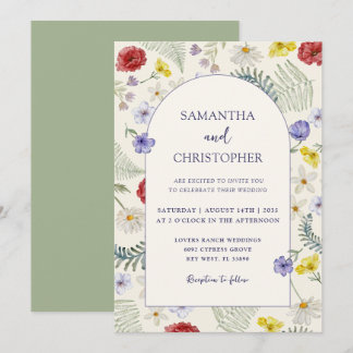 Colourful Wildflower & Foliage Wedding Invitation