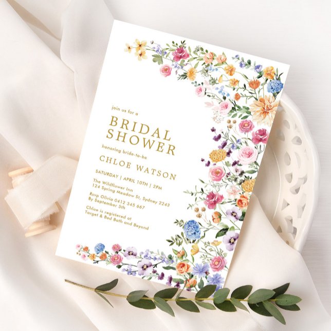Colourful Wildflower Garden Bridal Shower Invitati Invitation (Creator Uploaded)