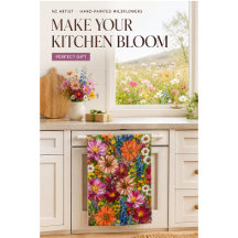 Colourful Wildflower Garden Floral Kitchen Towel