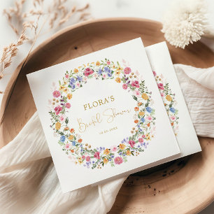 Colourful Wildflower Garden Flowers Bridal Shower Napkin