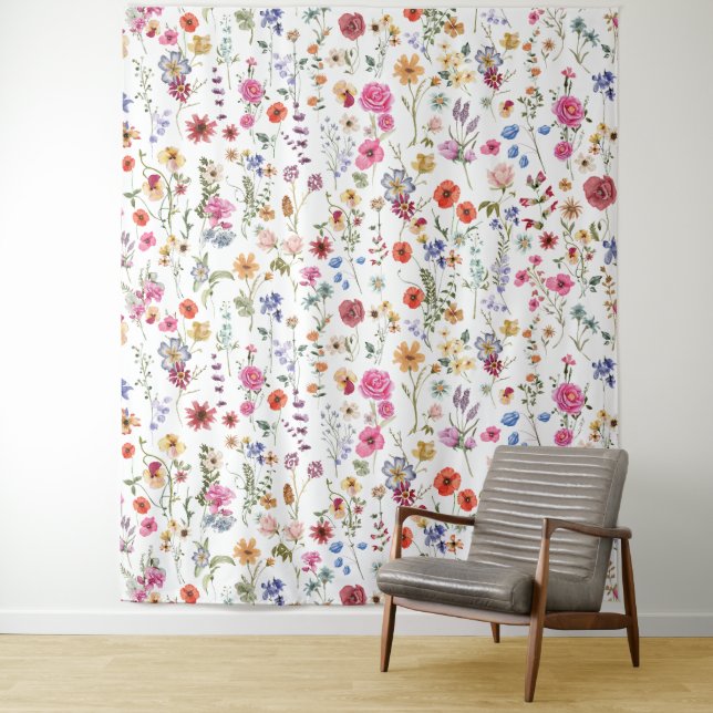 Colourful Wildflower Garden Living Room Office Tapestry (In Situ)