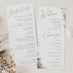 Colourful Wildflower Garden Wedding Program