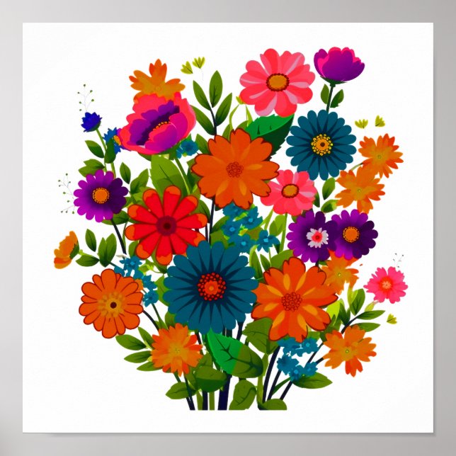 Colourful Wildflower, Girls Room Decor  (Front)