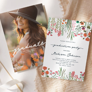 Colourful Wildflower Graduation Party Invitation