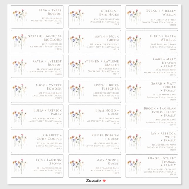Colourful Wildflower | Guest Address Labels (Sheet)