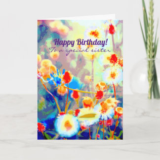 Colourful Wildflower Happy Birthday Flowers Card