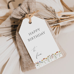 Colourful Wildflower Happy Birthday Gift Tags