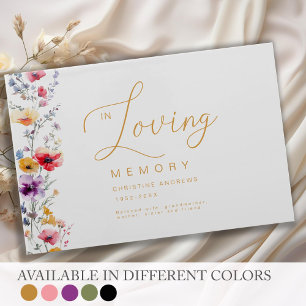 Colourful Wildflower "In Loving Memory" Funeral  Guest Book
