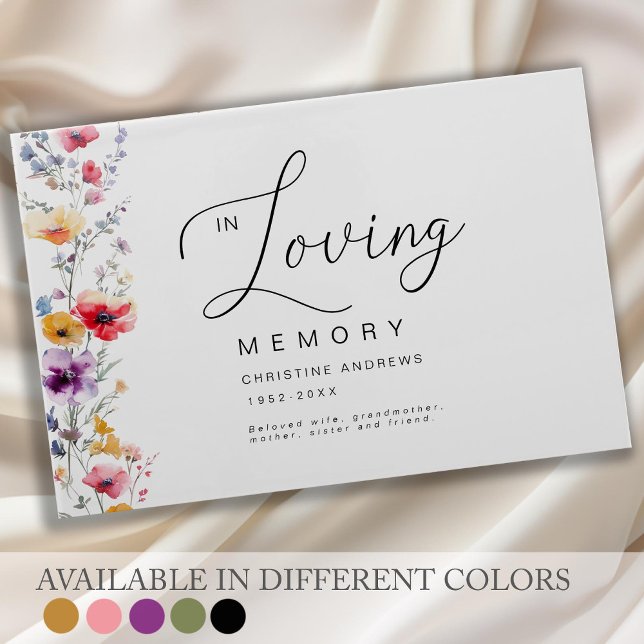 Colourful Wildflower "In Loving Memory" Funeral  Guest Book (Creator Uploaded)
