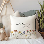 Colourful Wildflower Mama To Be Throw Pillow<br><div class="desc">This colourful wildflower mama-to-be pillow is perfect for your simple, whimsical, boho rainbow summer baby shower. The bright, enchanted pink, yellow, orange, and gold colour florals give this product the feel of a minimalist, elegant, vintage hippie spring garden. The modern design is artsy and delicate, portraying a classic earthy meadow...</div>