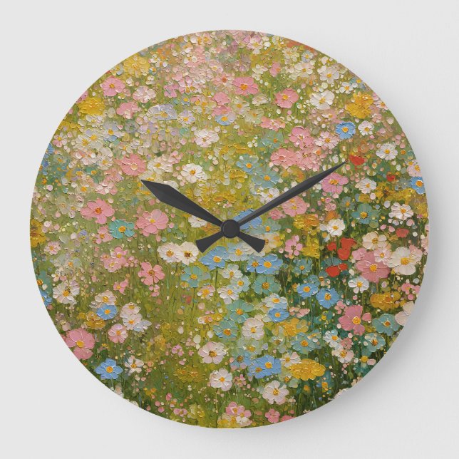 Colourful Wildflower Meadow 2 Large Clock (Front)
