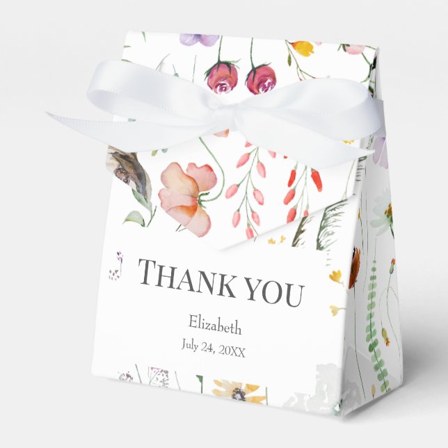 Colourful Wildflower Meadow Bridal Shower Thank Yo Favor Box (Front Side)