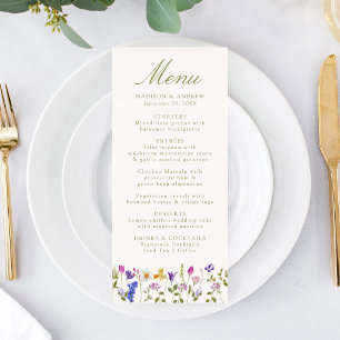 Colourful Wildflower Meadow Cream Wedding Menu