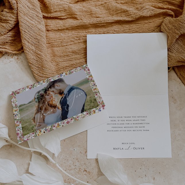 Colourful Wildflower | Meadow Folded Photo Thank You Card (Creator Uploaded)
