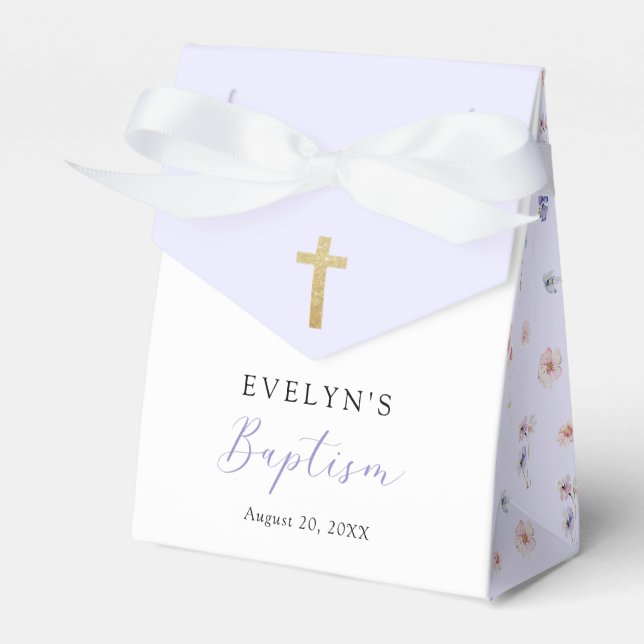 Colourful Wildflower Meadow Girl Baptism Favor Box (Front Side)