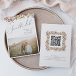 Colourful Wildflower | Meadow Photo QR Code Save The Date<br><div class="desc">This colourful wildflower | meadow photo QR code save the date is perfect for your simple, whimsical boho rainbow summer wedding. The bright, enchanted pink, yellow, orange, and gold colour florals give this product the feel of a minimalist elegant vintage hippie spring garden. The modern design is artsy and delicate,...</div>