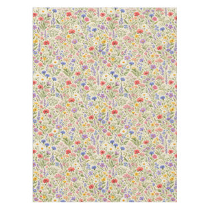 Colourful Wildflower Meadow Seamless Pattern Tablecloth