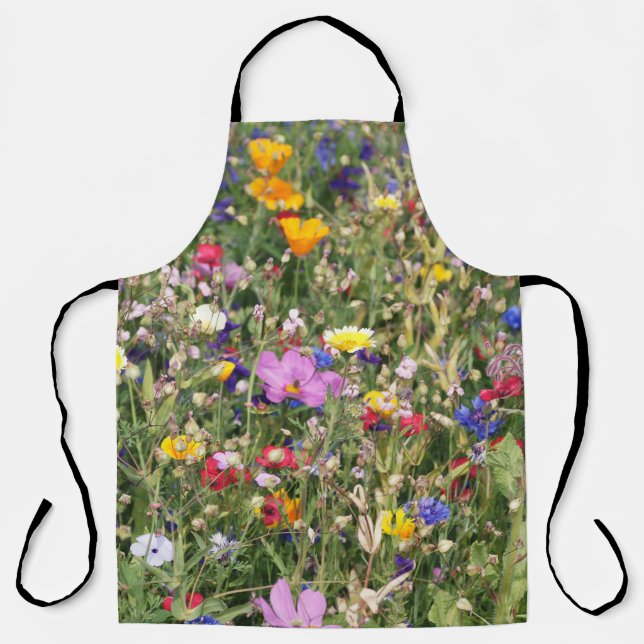 Colourful wildflower meadow, vibrant pattern. apron (Front)
