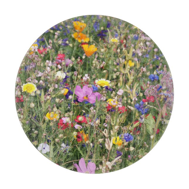 Colourful wildflower meadow, vibrant pattern. cutting board (Front)