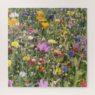 Colourful wildflower meadow, vibrant pattern. jigsaw puzzle