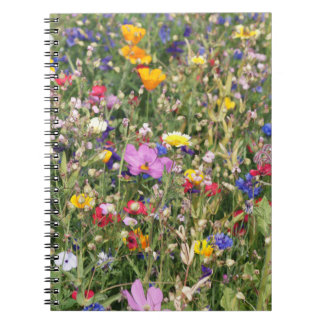 Colourful wildflower meadow, vibrant pattern. notebook