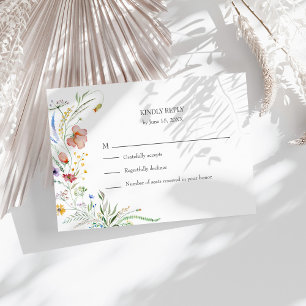 Colourful Wildflower Meadow Wedding RSVP Card