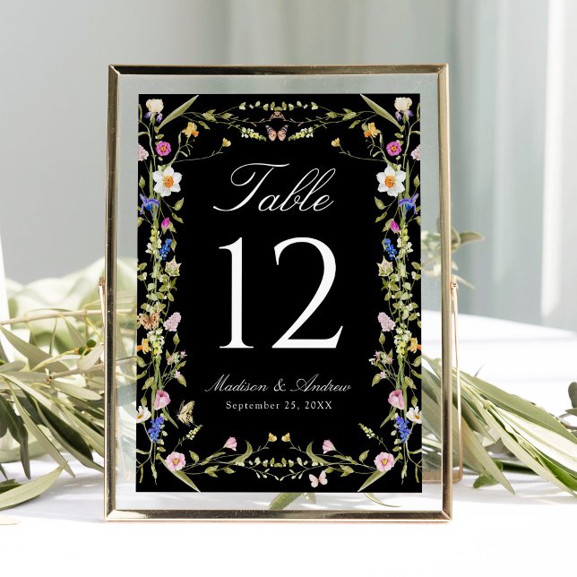 Colourful Wildflower Meadow Wedding Table Number (Creator Uploaded)