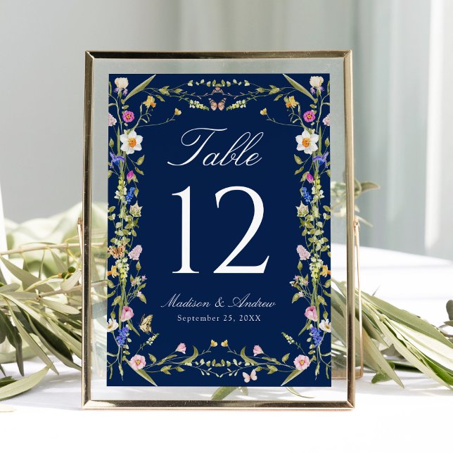 Colourful Wildflower Meadow Wedding Table Number (Creator Uploaded)