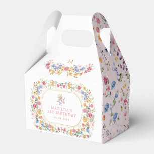 Colourful Wildflower Meadown Girl 1st Birthday Favor Box